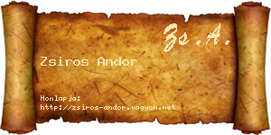 Zsiros Andor névjegykártya