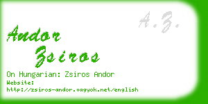 andor zsiros business card